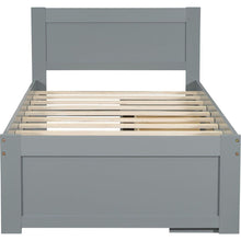 Load image into Gallery viewer, Twin Size Platform Bed With Drawer And Two Shelves, Gray
