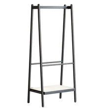 Load image into Gallery viewer, (Black) Solid Oak Wood Clothes Rack, Black Rattan Hanger Rack-clothes Rack with Shelves, Cloth Hanger Standing Garment Racks for Hanging Clothes
