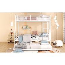 Load image into Gallery viewer, Full XL Over Queen Metal Bunk Bed with Trundle, White
