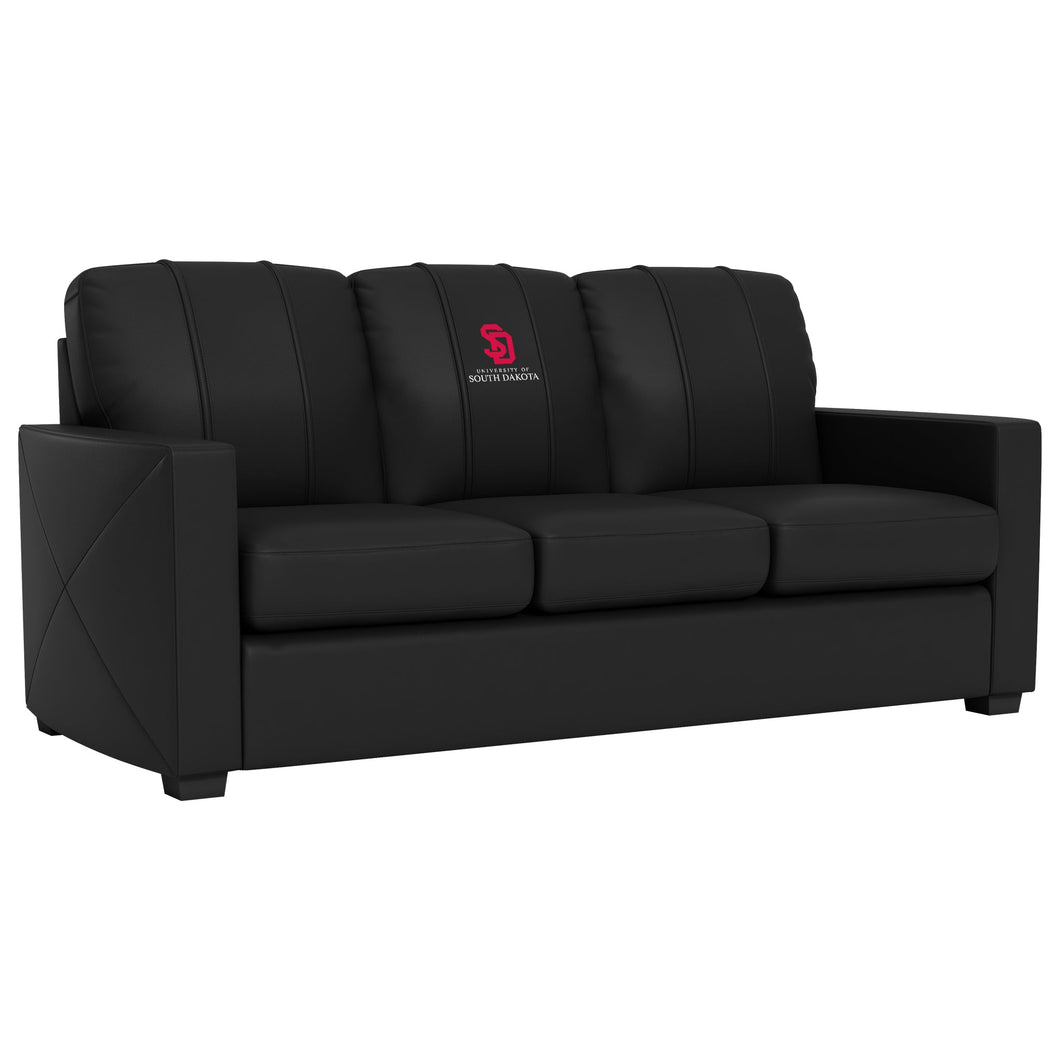 Silver Sofa with South Dakota Coyotes Logo
