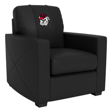 Load image into Gallery viewer, Silver Club Chair with Georgia Pinstripe Bulldog Head Logo
