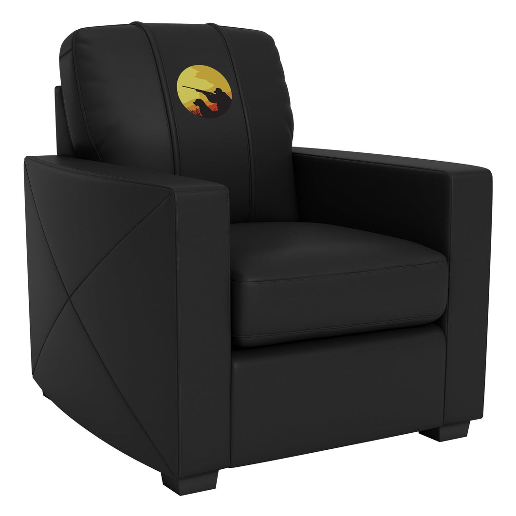 Silver Club Chair with Hunter and Dog Logo