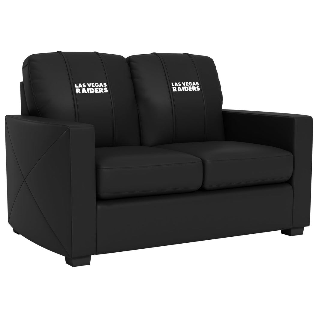 Silver Loveseat with  Las Vegas Raiders Secondary Logo
