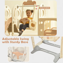 Load image into Gallery viewer, Kids Swing-N-Slide with Bus Play Structure, Freestanding Bus Toy with Slide&amp;Swing for Toddlers, Bus Slide Set with Basketball Hoop
