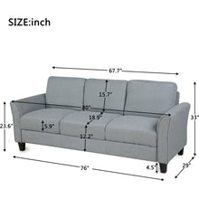 Cargar imagen en el visor de la galería, 3-Seat Sofa Living Room Linen Fabric Sofa (Gray)
