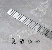 Load image into Gallery viewer, SaniteModar Linear Shower Drain, Shower Drain 60 inch with Removable Square Hole Panel, AISI Brushed 304 Stainless Steel Shower Floor Linear Drain wit
