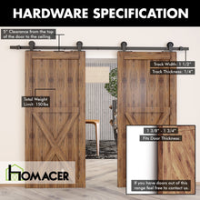 Load image into Gallery viewer, Non-Bypass Sliding Barn Door Hardware Kit - T-Shape Design Roller
