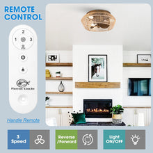 Load image into Gallery viewer, 14&quot; Farmhouse DC Motor Flush Mount Reversible Iron Ceiling Fan with LED Lighting and Remote Control
