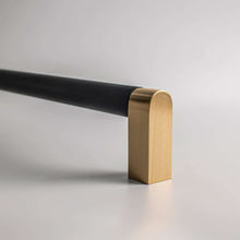 Load image into Gallery viewer, Bold, Black &amp; Gold Knurled Solid Brass Appliance Pulls
