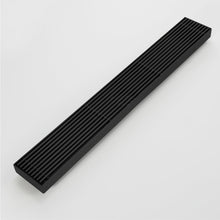 Load image into Gallery viewer, Matte Black  Linear shower drain stainless steel material 24 inch or 35.4 inch with grid cover with hair strainer and adjustment feet
