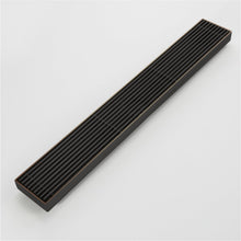 Load image into Gallery viewer, Oil Rubber Bronze Linear shower drain stainless steel material 24 inch with tile insert 2-in-1 cover with hair strainer and adjustment feet
