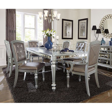 Cargar imagen en el visor de la galería, Glamorous Crystal Button-Tufted Set of 2 Arm Chairs Silver Finish Upholstered Seat Back Modern Dining Furniture

