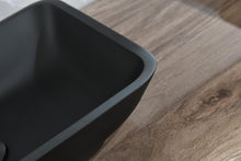 Cargar imagen en el visor de la galería, 13.0&quot; L -18.13&quot; W -4&quot; H Matte Shell Glass Rectangular Vessel Bathroom Sink in Black with Matte Black Faucet and Pop-Up Drain in Matte Black
