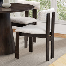 Carregar imagem no visualizador da galeria, (1 Table with 4 Chairs)Wooden Dining Table Set, Modern Round MDF Kitchen Table and Boucle Upholstered Dining Chairs for Dining Room, Kitchen, Saving Space, Dark Brown
