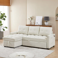 Carregar imagem no visualizador da galeria, 78.75&quot; Reclining Sofa, Pull-Out Sofa Bed with USB and tape-c charging ports, L-Shaped Sectional Sofa with Reclining Storage and Arm Side Organizer Pocket Features, Living Room Comfort Sofa
