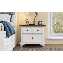 Cargar imagen en el visor de la galería, 2 Pieces Wooden Captain Bedroom Set Full Bed with Trundle and Nightstand, White+Walnut
