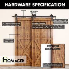 Load image into Gallery viewer, Single Track Bypass Sliding Barn Door Hardware Kit - Straight Design Roller
