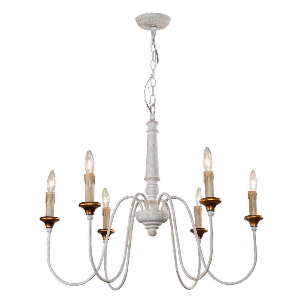 6-Light French Country Candle-Style Chandelier in Distressed