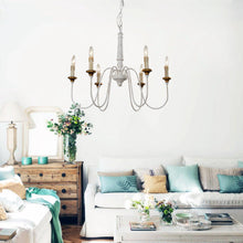 Cargar imagen en el visor de la galería, 6-Light French Country Candle-Style Chandelier in Distressed
