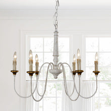 Cargar imagen en el visor de la galería, 6-Light French Country Candle-Style Chandelier in Distressed
