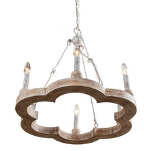 Cargar imagen en el visor de la galería, 6-Light Modern Wood Wheel Chandelier
