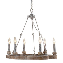 Cargar imagen en el visor de la galería, 6-Light Modern Wood Wheel Chandelier
