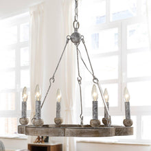 Cargar imagen en el visor de la galería, 6-Light Modern Wood Wheel Chandelier
