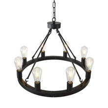 Carregar imagem no visualizador da galeria, 6-Light Wagon Wheel Hanging Lights Modern Chandelier for Living Spaces

