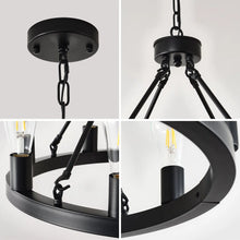 Carregar imagem no visualizador da galeria, 6-Light Wagon Wheel Hanging Lights Modern Chandelier for Living Spaces
