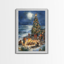 Cargar imagen en el visor de la galería, Christmas At The Beach, Framed Canvas Print, Christmas Decor, Christmas Art, Christmas Art Prints, Tropical Christmas, Beach House Art
