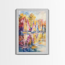 Cargar imagen en el visor de la galería, Church Steeple Surrounded By Fall Trees Framed Canvas Print Autumn Village Scene Best Gift Seasonal Wall Art Holiday Home Decor
