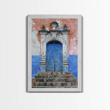 Cargar imagen en el visor de la galería, Change3 Mexican Wall Art, Colorful Mexican Door Architecture Painting Framed Canvas Print, Traditional Hacienda Architecture, Ready To Hang
