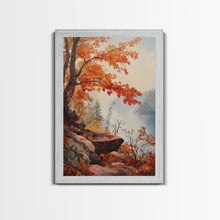 Carregar imagem no visualizador da galeria, Fall In The Virginia Mountains - Framed Canvas Print - Autumn Leaves Falling On The Mountain Lake Landscape

