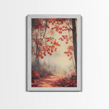 Load image into Gallery viewer, Framed Canvas Print of Autumn Path with Fall Leaves, Seasonal Wall Art, Modern Farmhouse, Gift Idea, Rustic Fall Decor, Autumn Landscape
