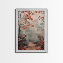 Load image into Gallery viewer, Framed Canvas Print of Autumn Pathway with Red Leaves, Seasonal Wall Art, Best Gift Idea, Modern Farmhouse Fall Decor, Moody Landscape

