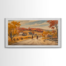 Load image into Gallery viewer, Framed Canvas Print Autumn Cowboy Riders in Fall Colors, Perfect Autumn Decor, Rustic Western Wall Art, and Seasonal Fall Wall Print
