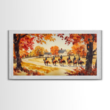 Carregar imagem no visualizador da galeria, Fall farmhouse wall art Framed Canvas Print equestrian scene autumn country decor cozy farmhouse holiday decor above sofa art gift idea
