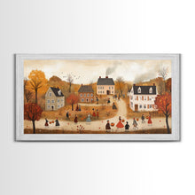 Carregar imagem no visualizador da galeria, Autumn Harvest Village Scene Framed Canvas Print - Cozy Fall Decor and Seasonal Wall Art with Country Charm and Autumn Ambiance
