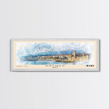 Load image into Gallery viewer, Antibes, France Watercolor Print, Vacation Gift, France Wall Art, Beach Painting, Beach Decor, Large Wall Art, Wood Frame Art
