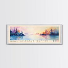 Load image into Gallery viewer, Apostle Islands, Wisconsin Watercolor Print, Vacation Gift, Wisconsin Wall Art, Beach Painting, Beach Decor, Large Wall Art, Wood Frame Art
