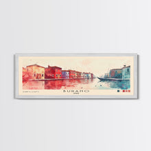 Load image into Gallery viewer, Burano, Italy Watercolor Print, Vacation Gift, Italy Wall Art, Beach Painting, Beach Decor, Large Wall Art, Wood Frame Art
