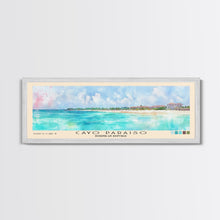 Cargar imagen en el visor de la galería, Cayo Paraiso, Dominican Republic Watercolor Beach Print, Vacation Gift, Dominican Republic Wall Art, Framed Canvas Print, Framed Beach Painting
