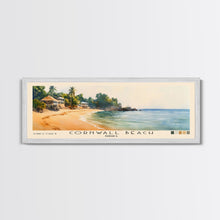Load image into Gallery viewer, Cornwall Beach, Jamaica Watercolor Beach Print, Vacation Gift, Jamaica Wall Art, Framed Canvas Print, Framed Beach Painting
