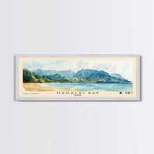 Cargar imagen en el visor de la galería, Hanalei Bay, Hawaii Watercolor Beach Print, Vacation Gift, Hawaii Wall Art, Framed Canvas Print, Framed Beach Painting
