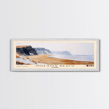 Cargar imagen en el visor de la galería, Hofsós Beach, Iceland Watercolor Beach Print, Vacation Gift, Iceland Wall Art, Framed Canvas Print, Framed Beach Painting
