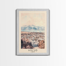 Load image into Gallery viewer, Ancud, Chile Watercolor Print, Vacation Gift, Chile Wall Art, Beach Painting, Beach Decor, Large Wall Art, Wood Frame Art
