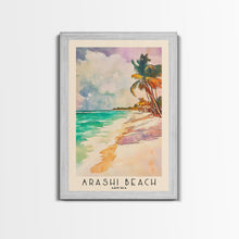 Carregar imagem no visualizador da galeria, Arashi Beach, Aruba Watercolor Beach Print, Vacation Gift, Aruba Wall Art, Framed Canvas Print, Framed Beach Painting
