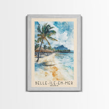 Load image into Gallery viewer, Belle-Île-en-Mer, France Watercolor Print, Vacation Gift, France Wall Art, Beach Painting, Beach Decor, Large Wall Art, Wood Frame Art
