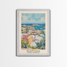 Load image into Gallery viewer, Bermuda, United Kingdom Watercolor Beach Print, Vacation Gift, United Kingdom Wall Art, Framed Canvas Print, Framed Beach Painting
