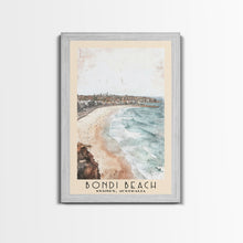 Load image into Gallery viewer, Bondi Beach, Sydney, Australia Watercolor Print, Vacation Gift, Sydney, Australia Wall Art, Beach Painting, Beach Decor, Large Wall Art, Wood Frame Art
